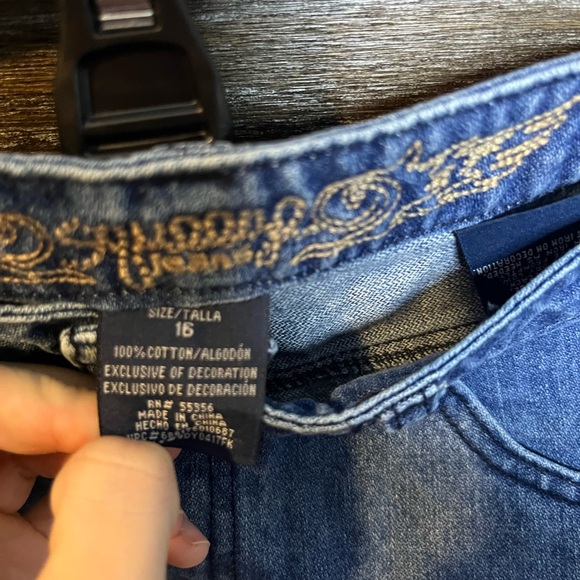 Denim and Cream Floral Embroidered Skirt - Picture 3 of 4